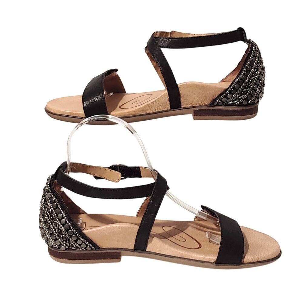 Aetrex Brenda Sandals Black Beaded Women's 38 Gladiator Comfort Orthotic Strappy